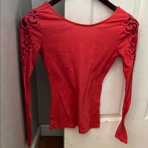 Elegant Red Women's Top with Lace Detail